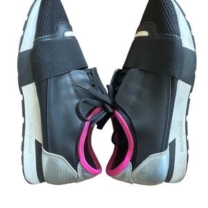 Balenciaga Race Runner Sneakers - Black/Pink/Silver - Size 40
